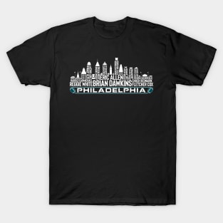 Philadelphia Football Team All Time Legends, Philadelphia City Skyline T-Shirt